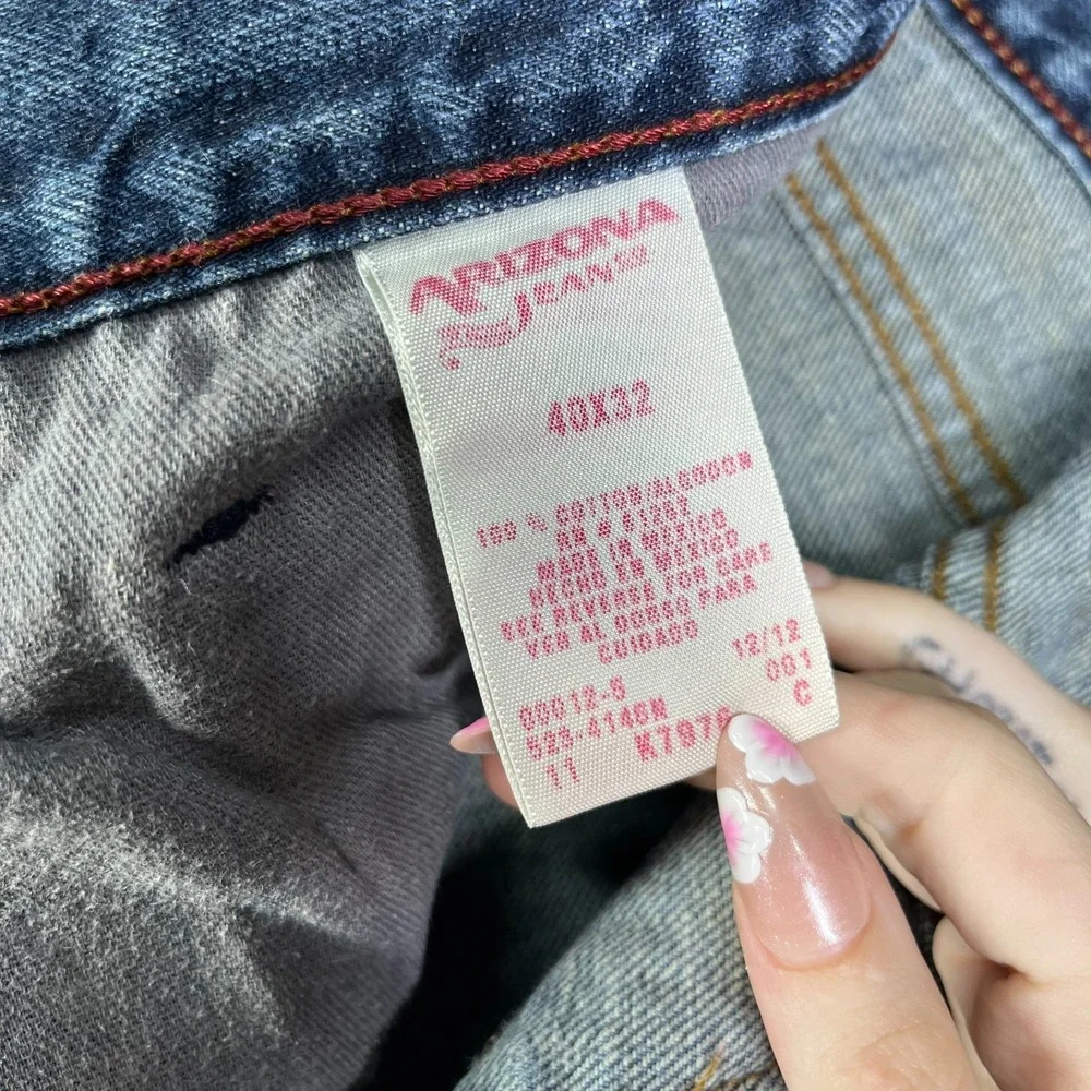 Arizona Jean Co. Slim Straight Jeans Men Blue Denim Cotton Zip Fly Y2K - 41X31.5